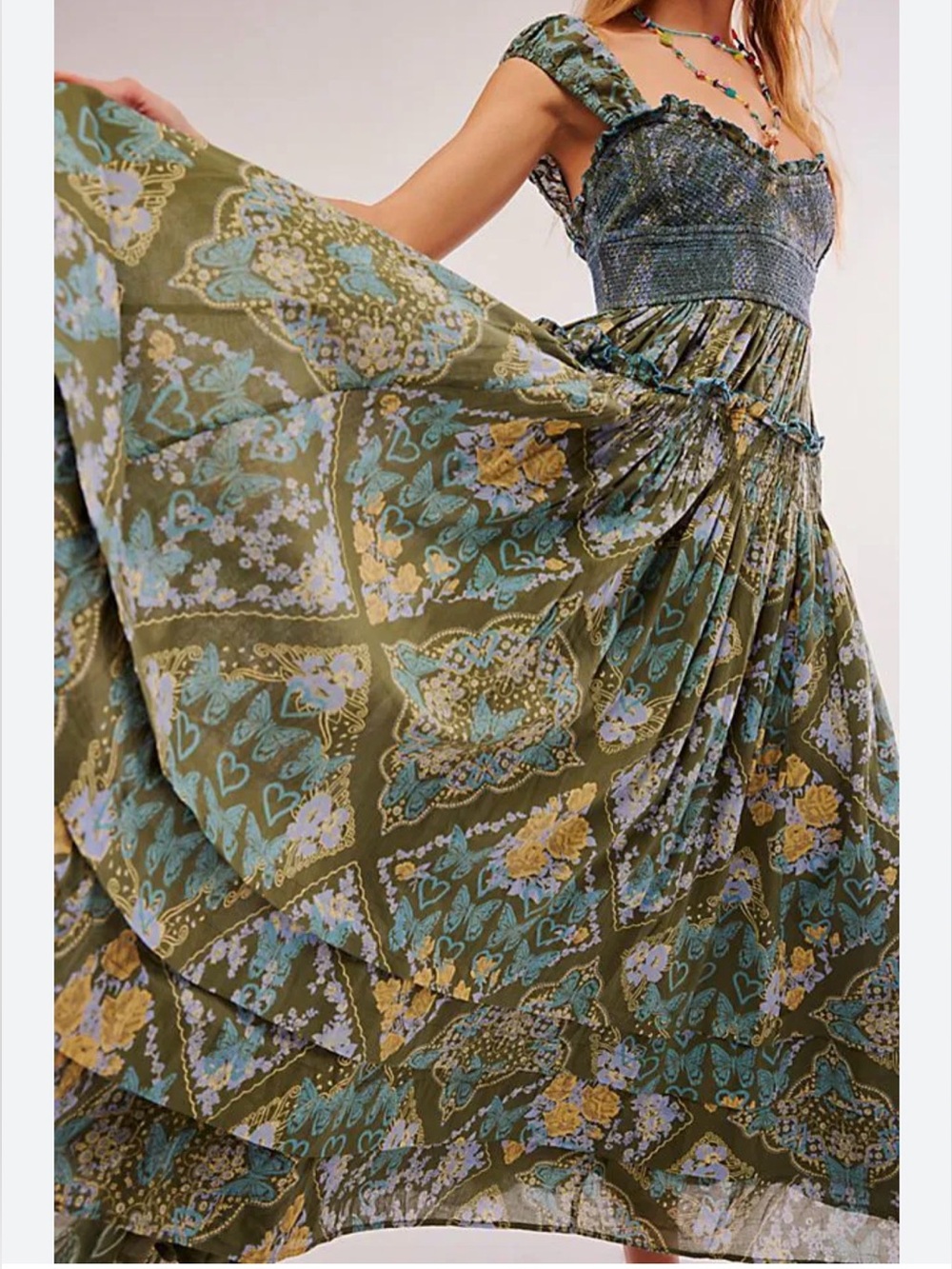 Free People Forever Favorite Maxi Dress in Green Blue
